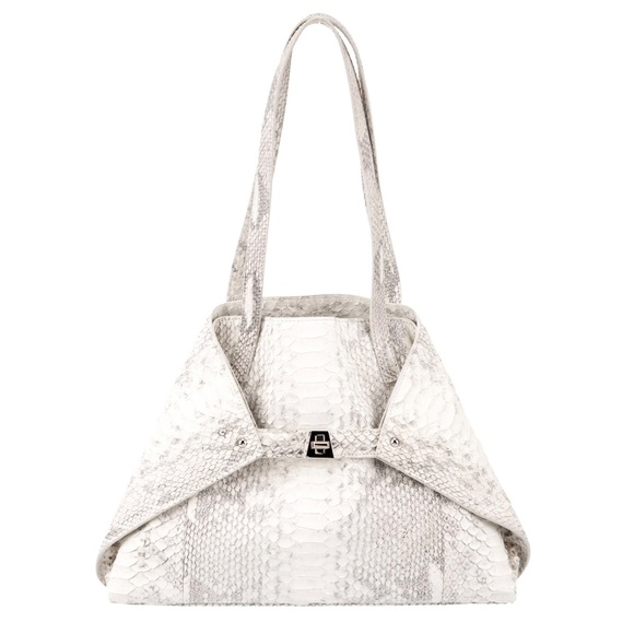 Akris AI Small White and Grey Colored Phyton Suede Messenger Bag - Picture 4 of 8